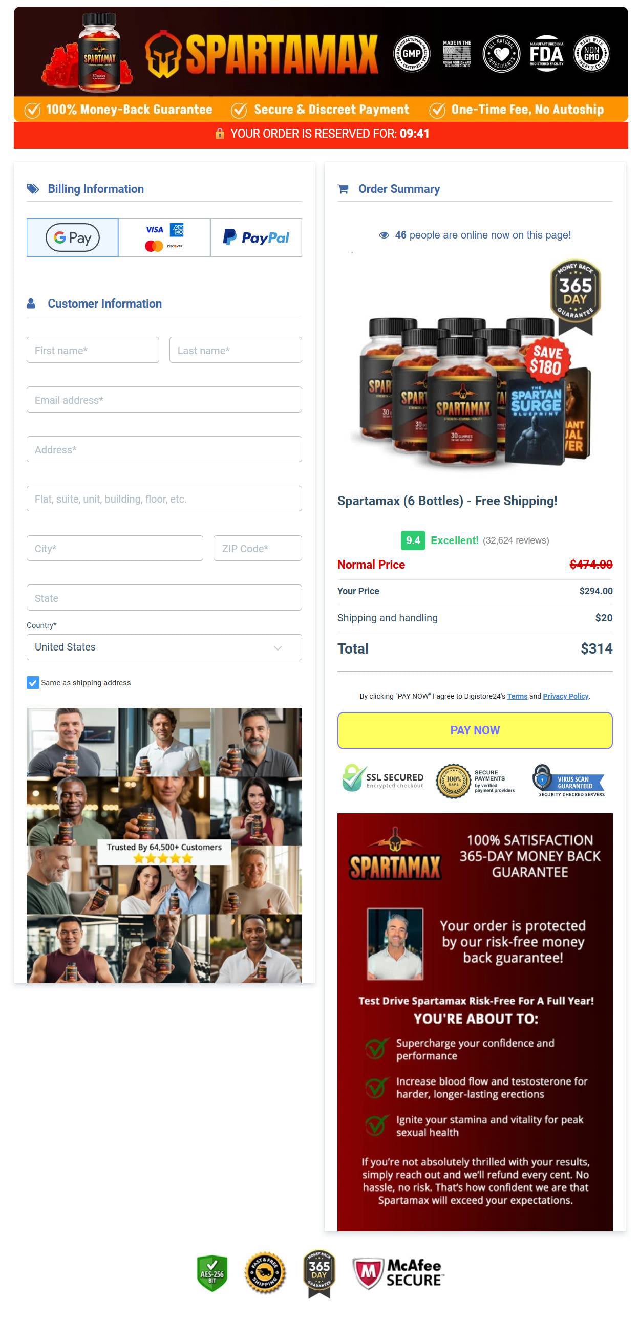 Spartamax Order Final Checkout Page